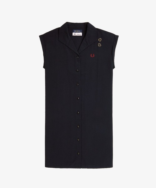 FRED PERRY AMY WINEHOUSE 半袖シャツワンピース FRED PERRY シャツワンピース Amy Winehouse Open Collar Shirt