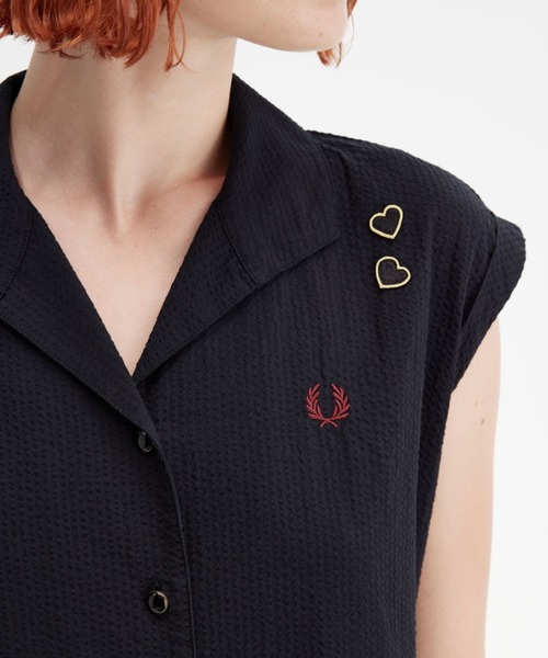 FRED PERRY AMY WINEHOUSE 半袖シャツワンピース FRED PERRY シャツワンピース Amy Winehouse Open Collar Shirt