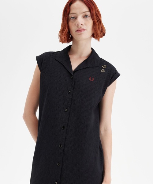 FRED PERRY AMY WINEHOUSE 半袖シャツワンピース FRED PERRY シャツワンピース Amy Winehouse Open Collar Shirt