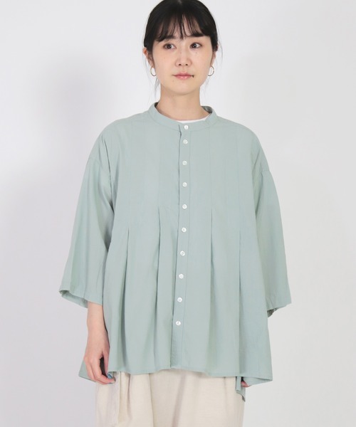 「Brocante」 7分袖シャツ 2 ライトグレー レディース Brocante 「Brocante」 7分袖ブラウス 2 ライトグレー