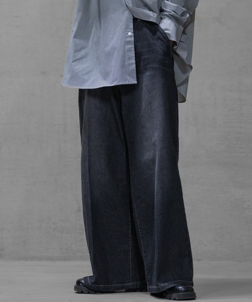 jonnlynx slacks pants デニム ワイドパンツ FRINGE DENIM WIDE PANTS/フリンジデニムワイドパンツ（デニム