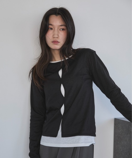 tシャツ モーションフォントPT　ロンTEE レディース ユニセックス】ミニロゴセミワイドシルエットロングTシャツ