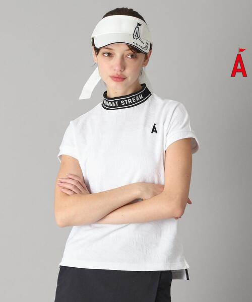 tシャツ ロゴジャカードモックネックT レディース