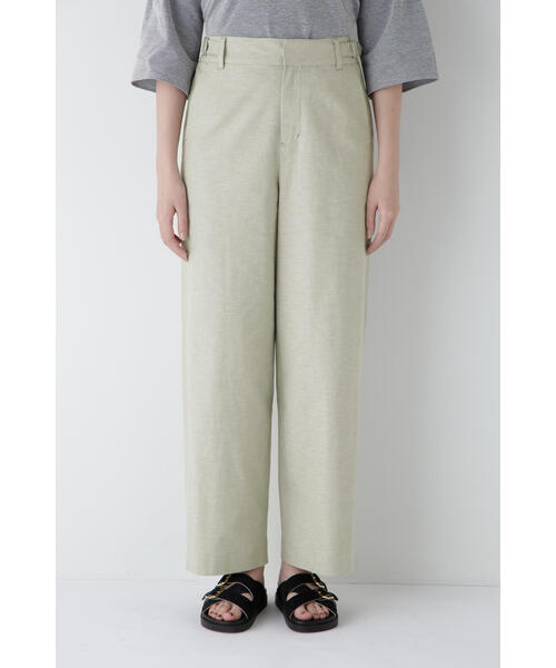 human woman パンツ 「3サイズ展開」綿麻シャンブレーセミワイドパンツ