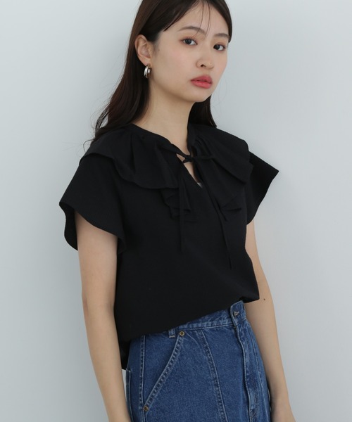 ブラウス シャツ サッカーラッフルリボンブラウス レディース N.Natural Beauty Basic ブラウス シャツ サッカーラッフル