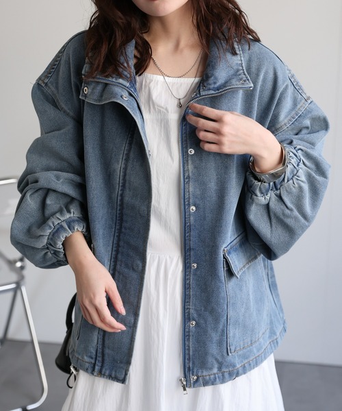 ap retro デニムジャケット gジャン デニムブルゾン / ウォッシュ加工