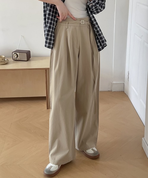 DECADE CLASSIC チノパン ベルト付きタックワイドパンツ
