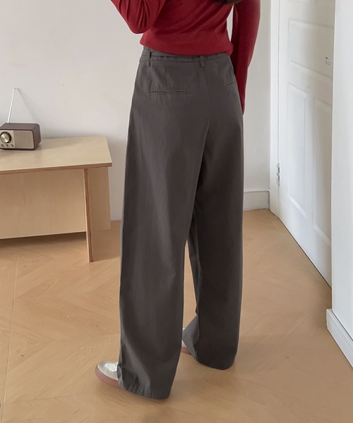 DECADE CLASSIC チノパン ベルト付きタックワイドパンツ