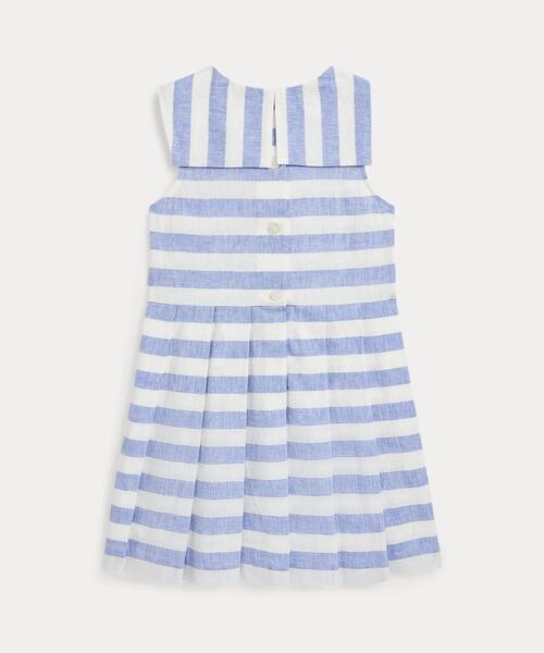 【POLO RALPH LAUREN】リネン ストライプ 半袖シュミーズドレス ストライプド ベルテッド リネン Aライン シャツドレス | ラルフ