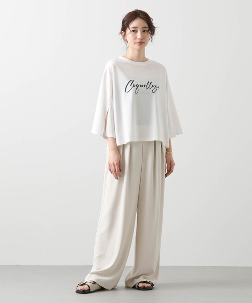 Gready Brilliant tシャツ ロゴ袖スリット7分カットソー