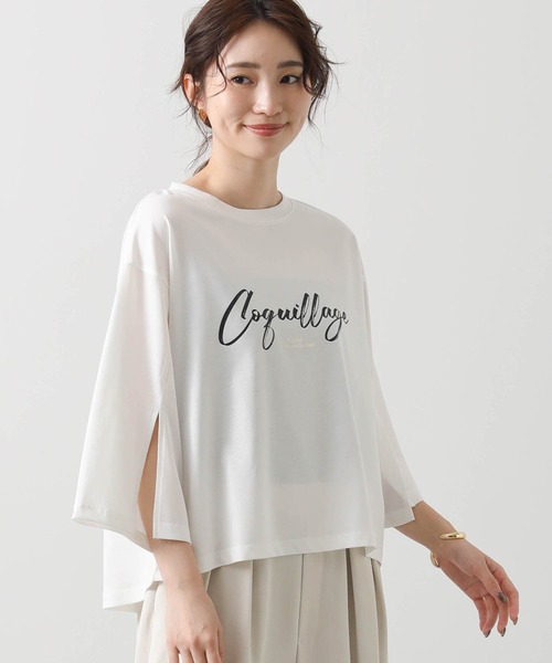 Gready Brilliant tシャツ ロゴ袖スリット7分カットソー