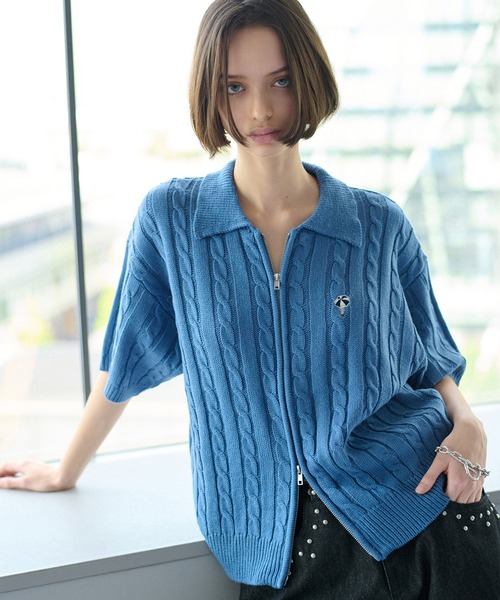 ONCILY シャツ DOUBLE-ZIP KNIT SHIRT / ダブルジップニット