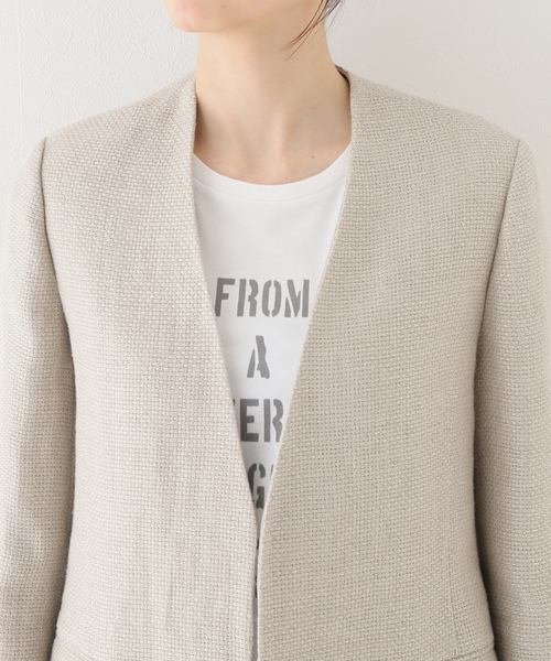 plageベージュ ノーカラージャケット 36サイズ plage（プラージュ） ノーカラージャケット 36 ベージュ レディース