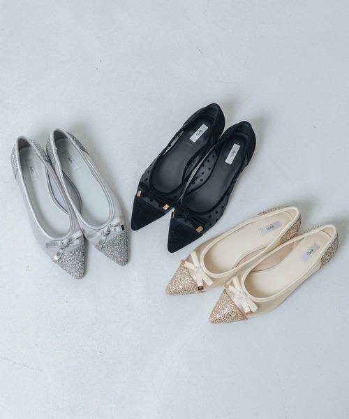 EVOL（イーボル） パンプス 「ふかふか・軽量」シアー2cmバレエ IZ5818