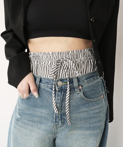 c.u.l パンツ 見せパン レディーストランクス ストライプ ショーツ