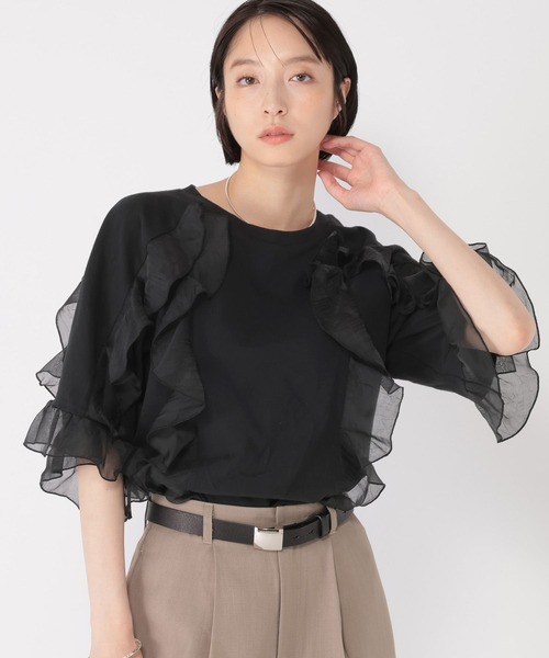 tシャツ 「daily CLIP」ラグランフリルカットソー レディース