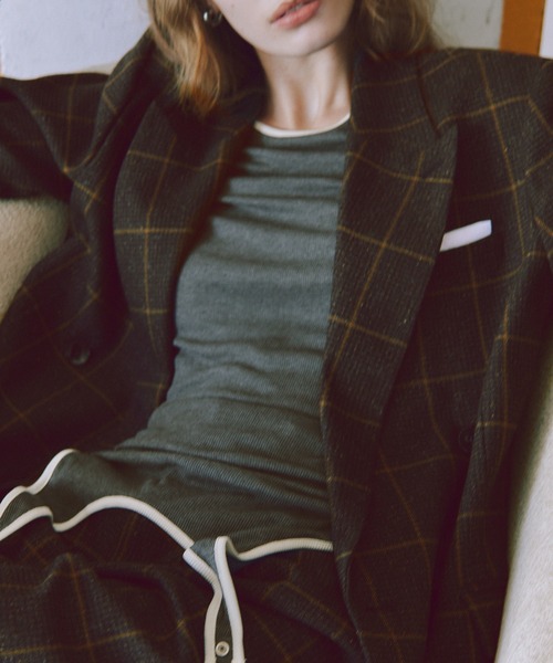 ADAM ET ROPE' ダブルプレストツィード&チェックジャケット ADAM ET ROPE'｜ダブルブレストツイード&チェックジャケット | Rakuten