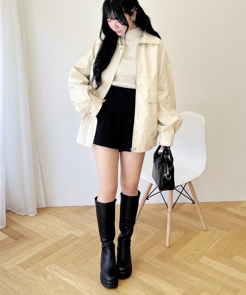 フェイクレザーBIGブルゾン INGNI（イング） ブルゾン アウター 「WEB限定」フェイクレザーBIG