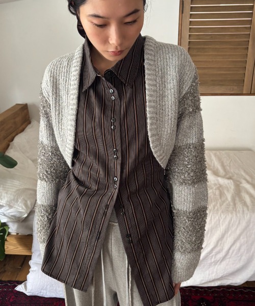 FUULLY STUDIO ブラウス シャツ マルチストライプシャツ レディース 