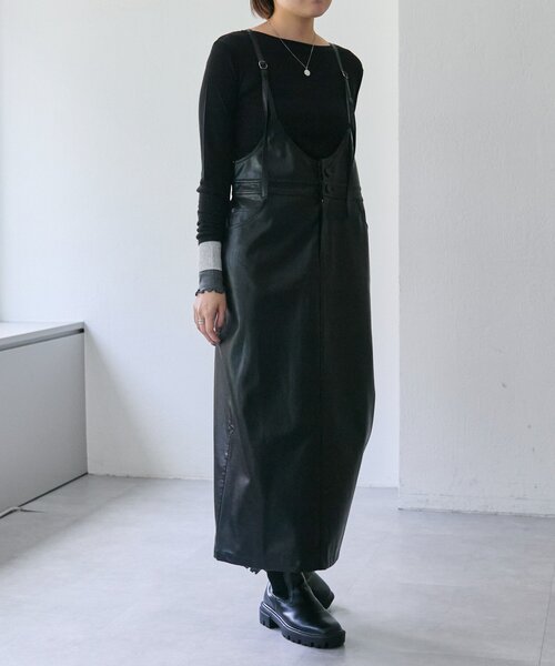 ear PAPILLONNER シャツワンピース フェイクレザージャンスカ