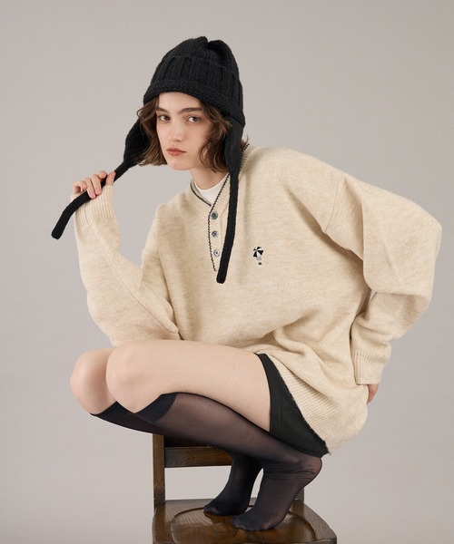 ONCILY（オンシェリー） セーター ニット LOGO HENRY NECK KNIT / ロゴ