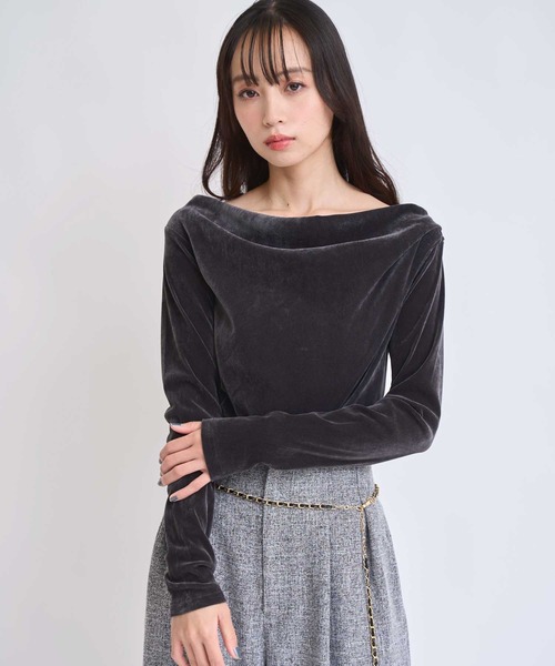 NOELA（ノエラ） tシャツ 「新色追加」ベロアドレープトップス