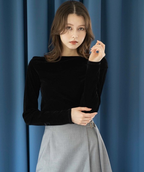 NOELA（ノエラ） tシャツ 「新色追加」ベロアドレープトップス