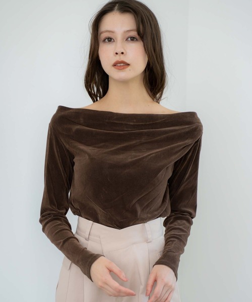 NOELA（ノエラ） tシャツ 「新色追加」ベロアドレープトップス