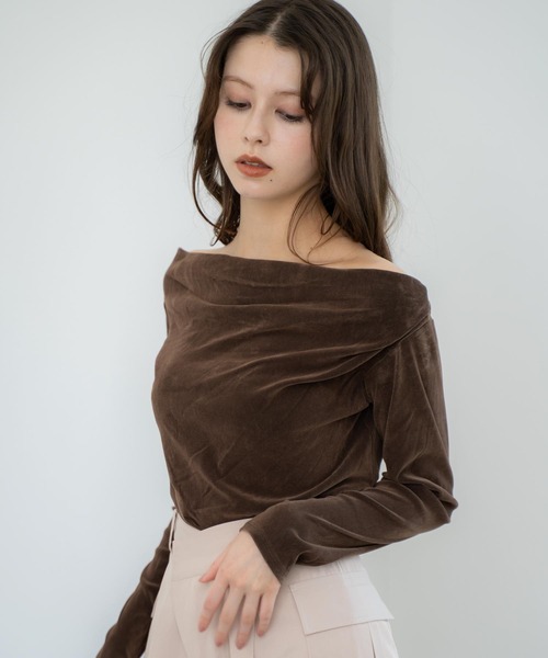 NOELA（ノエラ） tシャツ 「新色追加」ベロアドレープトップス