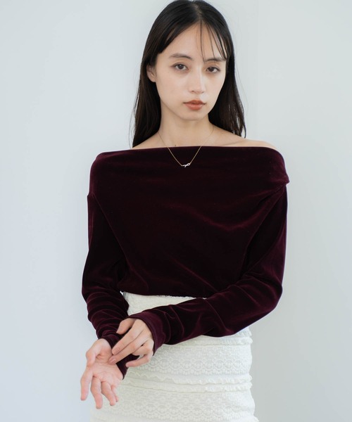 NOELA（ノエラ） tシャツ 「新色追加」ベロアドレープトップス 