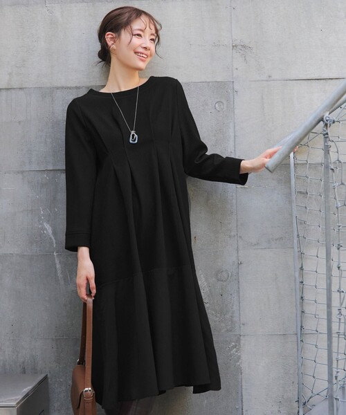 Tiaclasse ワンピース 「大きいサイズ」リップルコンビワンピース