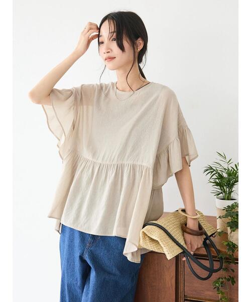 「CRAFT STANDARD BOUTIQUE」 半袖ブラウス FREE ベージュ レディース_画像4