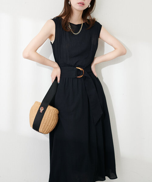 「natural couture」 ノースリーブワンピース FREE サックスブルー レディース_画像4