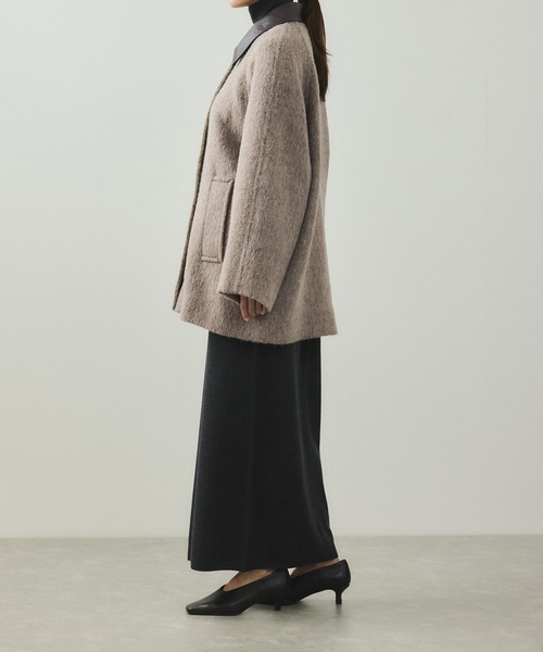 ADAM ET ROPE' ステンカラーコート コート 「EMOELLE」レザーカラー