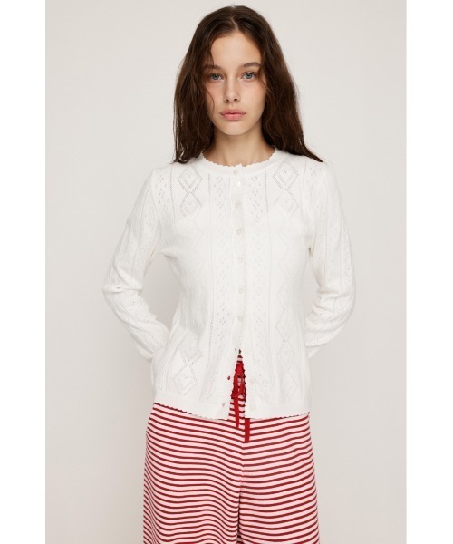 SLY（スライ） カーディガン HEART CROCHET KNIT TOPS ハート ボタン