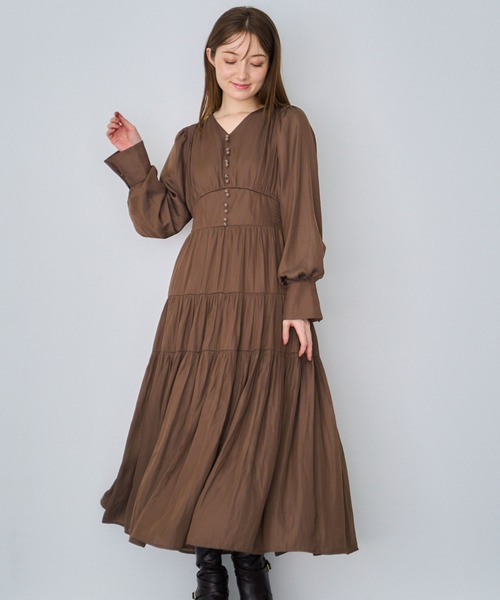 NOELA（ノエラ） ワンピース ティアードサテンワンピース : ZOZOTOWN