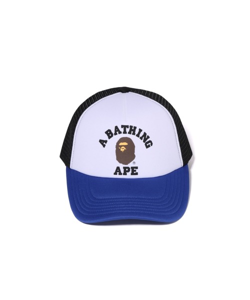 A BATHING APE ロゴキャップ ホワイト/ネイビー A BATHING APE（アベイシングエイプ） キャップ FREE ブラック メンズ