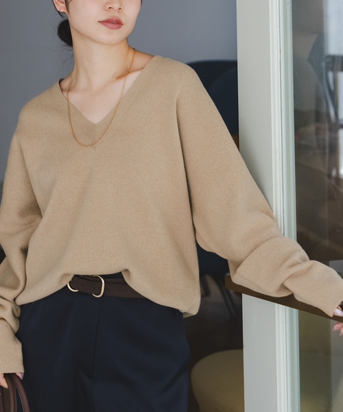 NOBLE（ノーブル） ニット セーター 「追加」カシミヤMIXスムースVプル