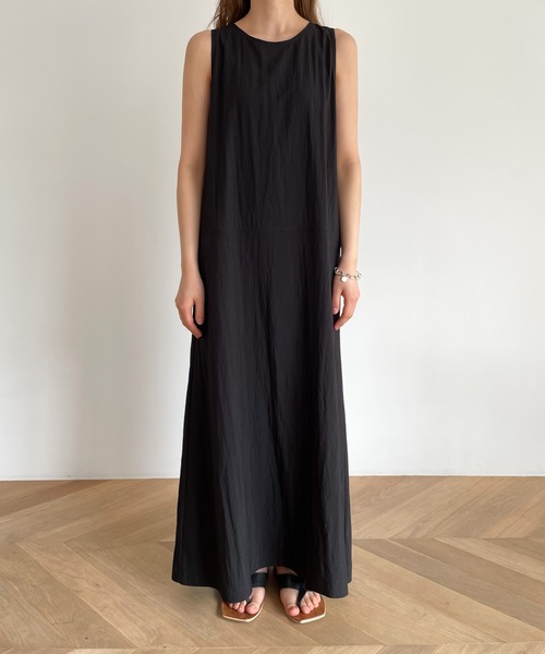 「CANAL JEAN」 「El mar」ノースリーブワンピース ONE SIZE ブラック レディース_画像2