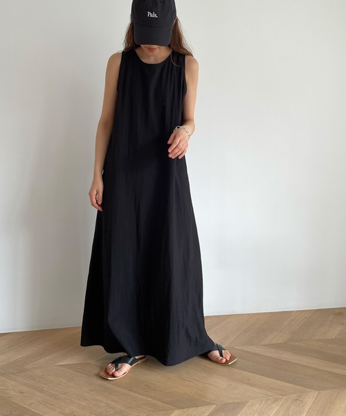 「CANAL JEAN」 「El mar」ノースリーブワンピース ONE SIZE ブラック レディース_画像4