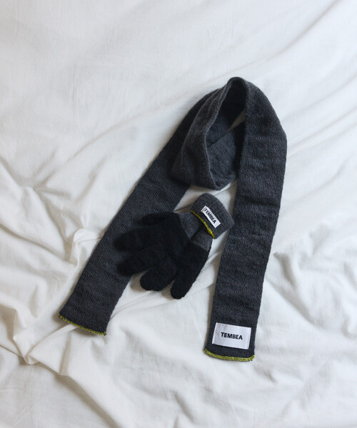 テンベアTEMBEA ボーダーマフラー　未使用 TEMBEA │ MUFFLER BORDER OATMEAL/SAX | テンベア | マフラー