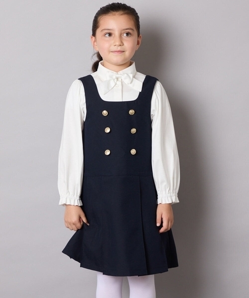 ほぼ未使用】お受験⚫️familiar 紺色ワンピース 100cm ワンピース