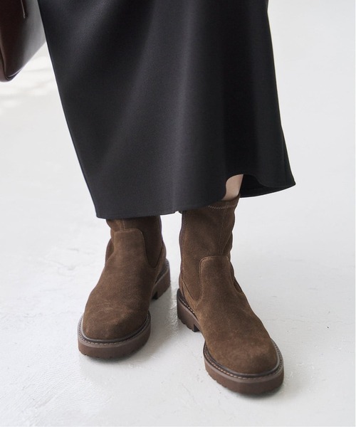 新品ルタロン3.5センチトラックソールフィットショートブーツ ブラウンL LE TALON（ル タロン） ブーツ 「追加4」3.5cmトラックソールフィット