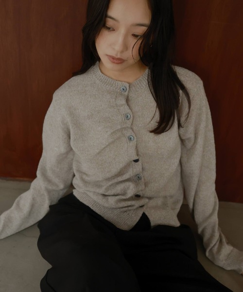 hellam（ヘラム） tシャツ フロントギャザーニットカーディガン