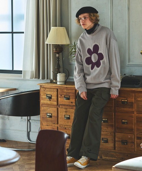 「EMMA CLOTHES」 長袖ニット M ライトグレー メンズ_画像6