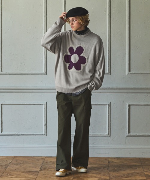 「EMMA CLOTHES」 長袖ニット M ライトグレー メンズ_画像8