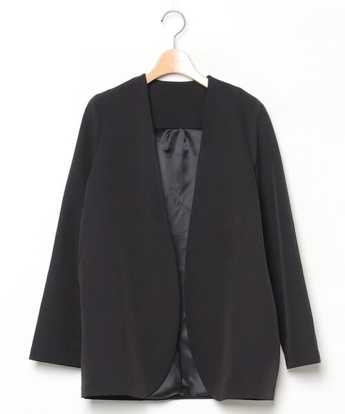 【eaphi】ブラック ノーカラージャケット FREEサイズ 01_001-750.jpg