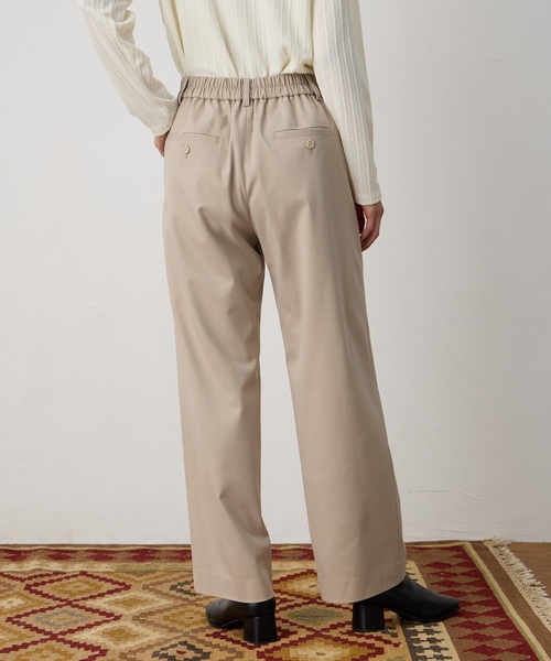 ベージュ ゴムウエスト ストレートパンツ DECOY SINCE 1981 パンツ ストレッチストレートパンツ「裏地付き
