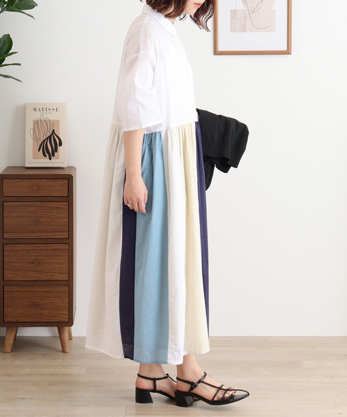 「Emago」 シャツワンピース FREE ブルー レディース_画像4