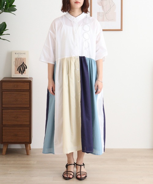 「Emago」 シャツワンピース FREE ブルー レディース_画像7